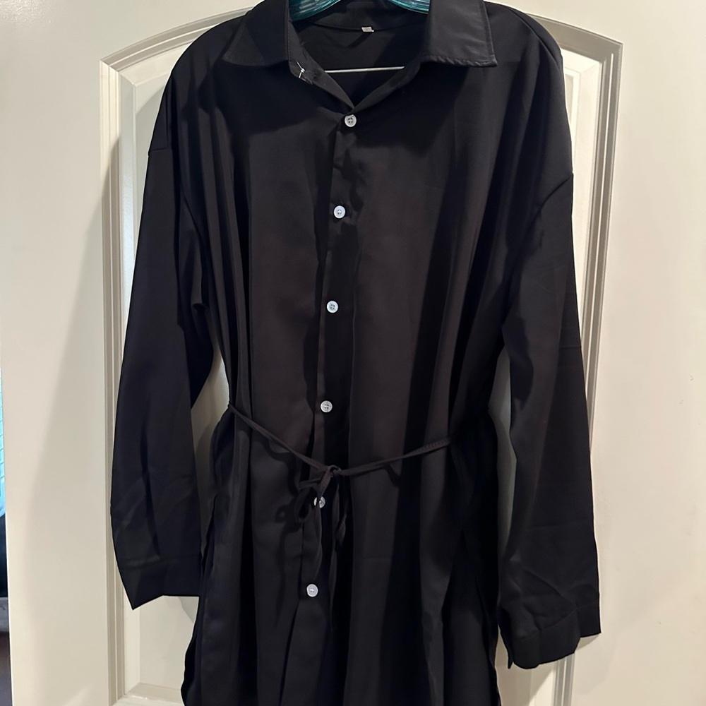 Black Button-Up Shirt Romper